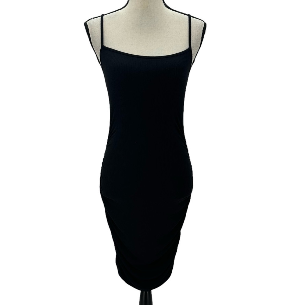 BP Sleeveless Spaghetti Strap Side Rouched Bodycon Mini Dress - Black - Small